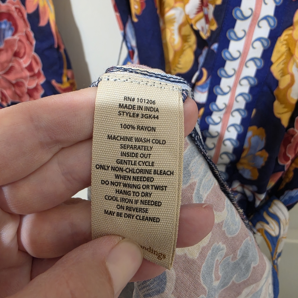 Soft Surroundings Navy Floral Border-Print Maxi Dress - Picture 5 of 6